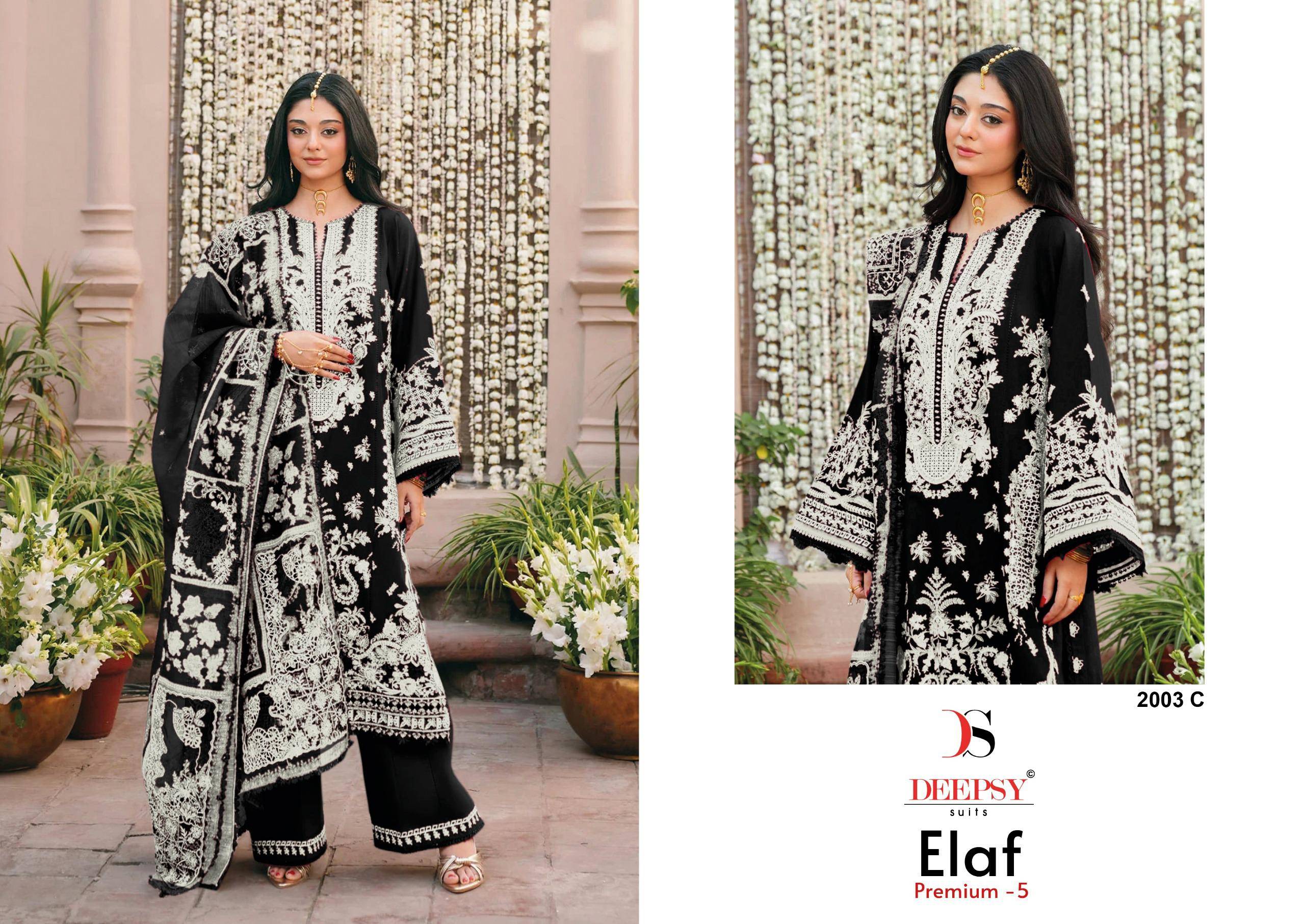 ELAF  Premium-7 Luxury Lawn 2003 colors by  DEEPSY SUITS  2003A to 2003D series Indian Pakistani ethnic wear Pure viscose At Wholesale Price